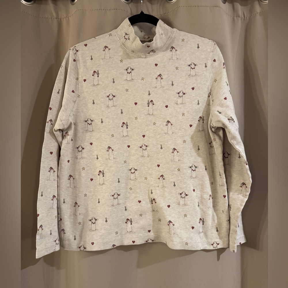 Croft & Barrow Cream Turtleneck with Festive Accents